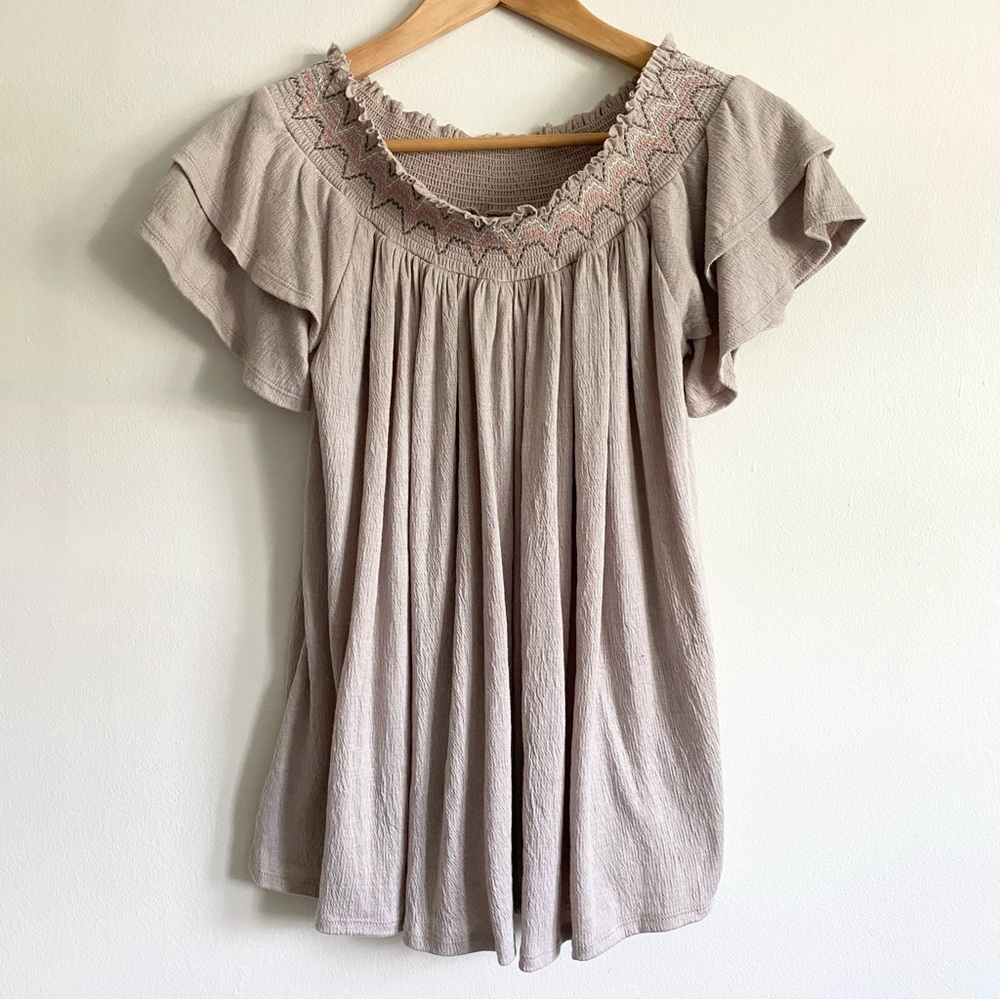 Knox Rose Embroidered Off The Shoulder Boho Top
